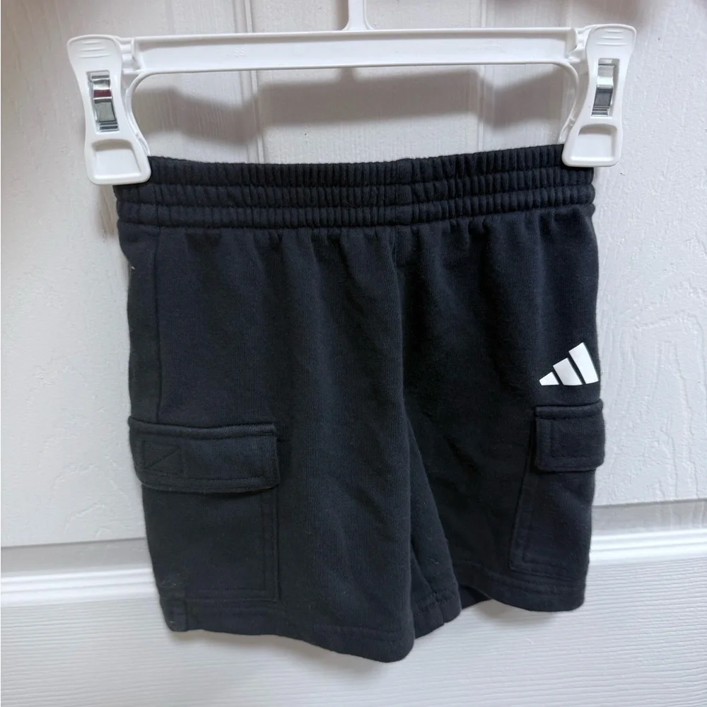 Adidas Bold Red Tee and Black Shorts Set, Size 4T